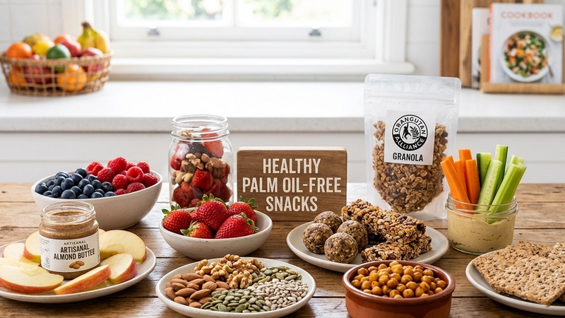 A selection of healthy snacks on a rustic table.