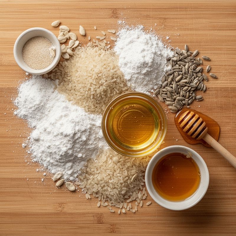 Ingredienti principali dei biscotti disposti in un flat lay primaverile