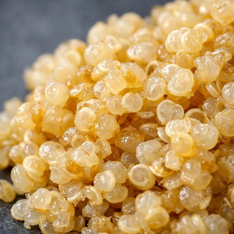 Macro close-up comparing the texture of Quinoa and Rice.
