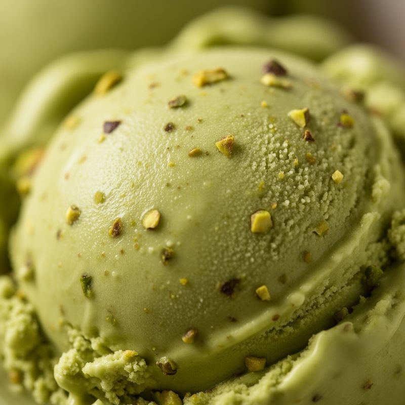 Dettaglio della texture cremosa del gelato al pistacchio