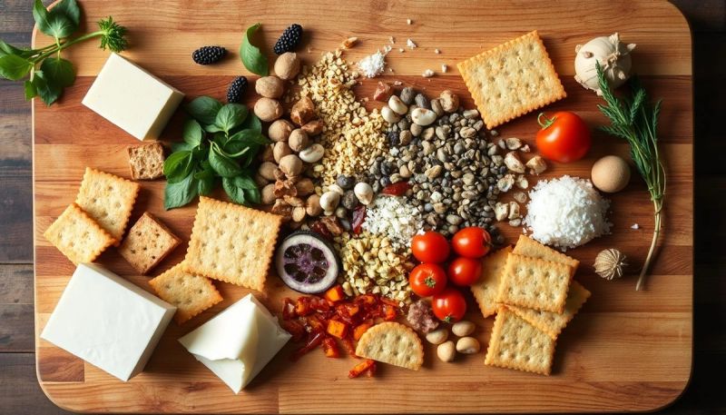 Ingredienti freschi per Crackers senza glutine croccanti.