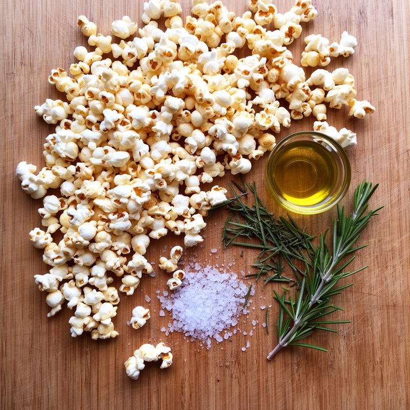 Seasonal ingredients for spring popcorn: lemon, dill, and kernels