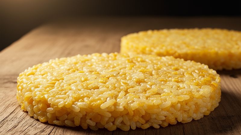 Gallette di riso e mais servite su un tavolo di legno: un confronto di texture e colori