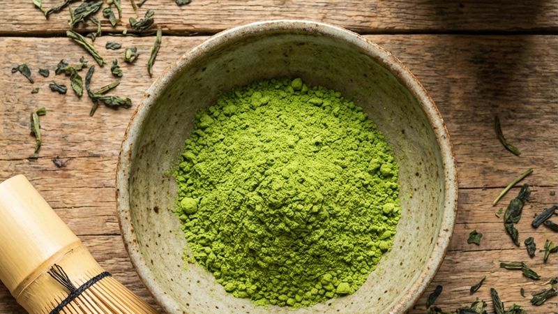 A beautiful selection of ingredients for Green Tea Matcha.