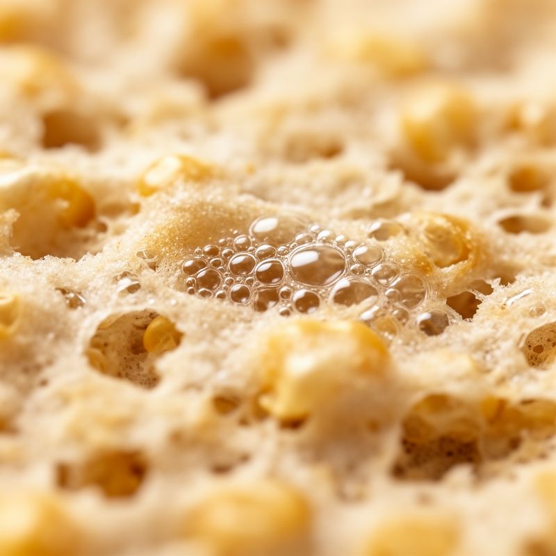 Macro view of rice cracker texture, emphasizing its delicate grain structure