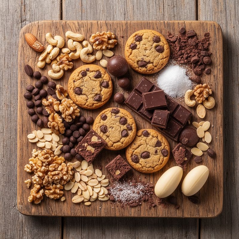 Ingredienti freschi per Biscotti con olio di palma e cioccolato.