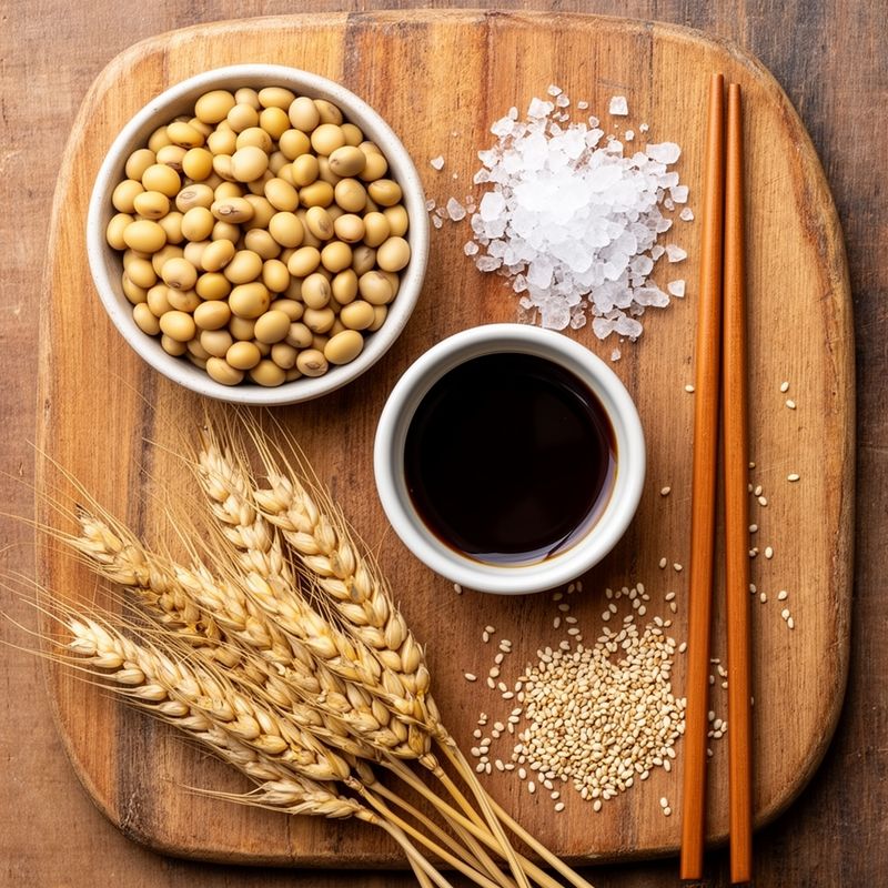 Gli ingredienti base della salsa di soia e del tamari: fagioli di soia, grano e sale, i protagonisti di una tradizione millenaria.