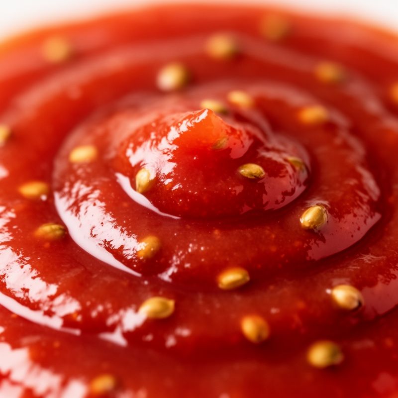 Close-up of ketchup's glossy texture