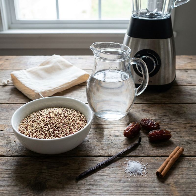 Ingredienti freschi per Il latte di quinoa.