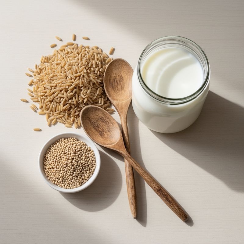 Ingredienti grezzi per la preparazione di kefir e yogurt greco