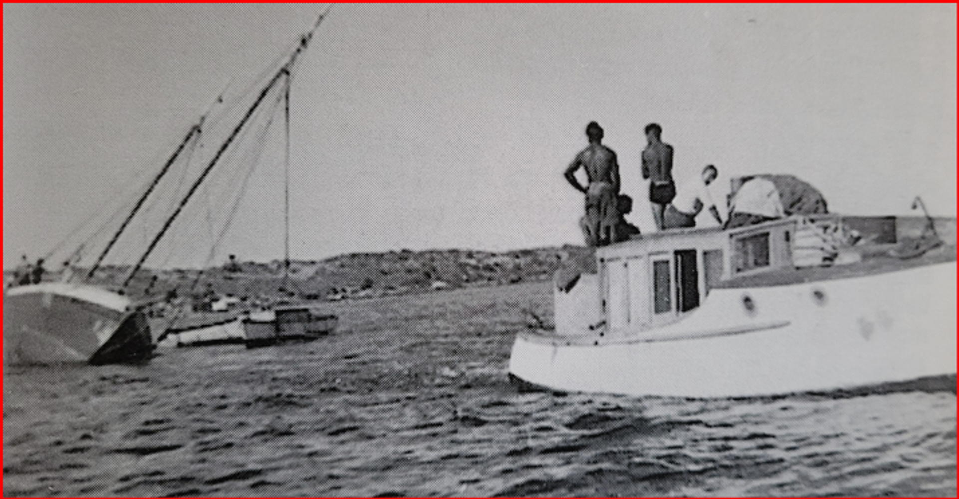 Theo Christie under tow by Leroy, Shark Bay. Photo from Russell Cooper's Shark Bay Legends.