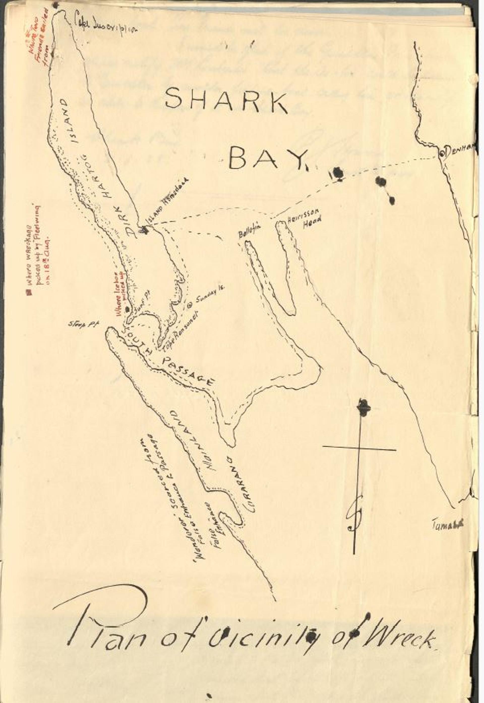 Old Police sketch of the vicinity of the shipwreck