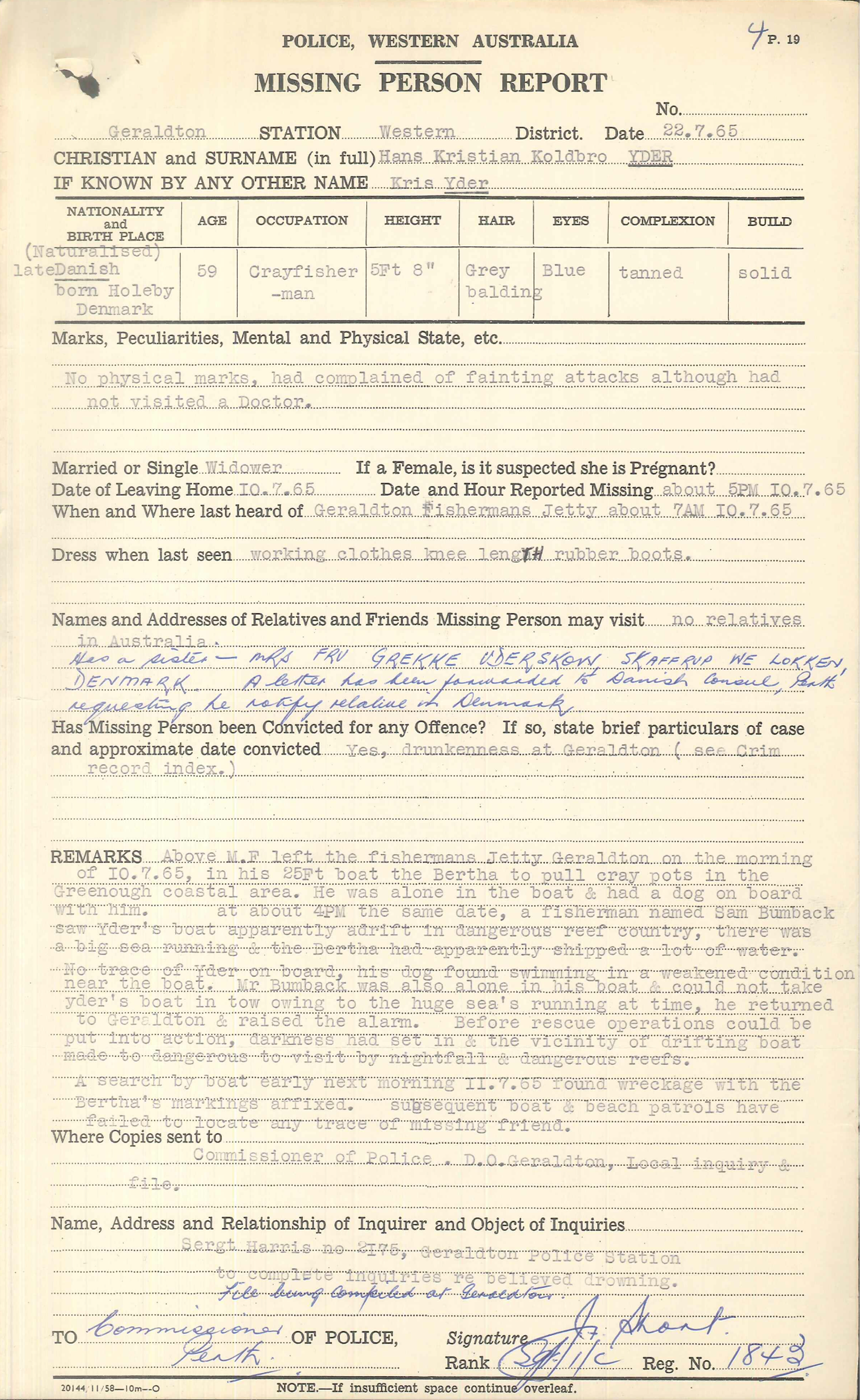 Yder's Missing Person Report