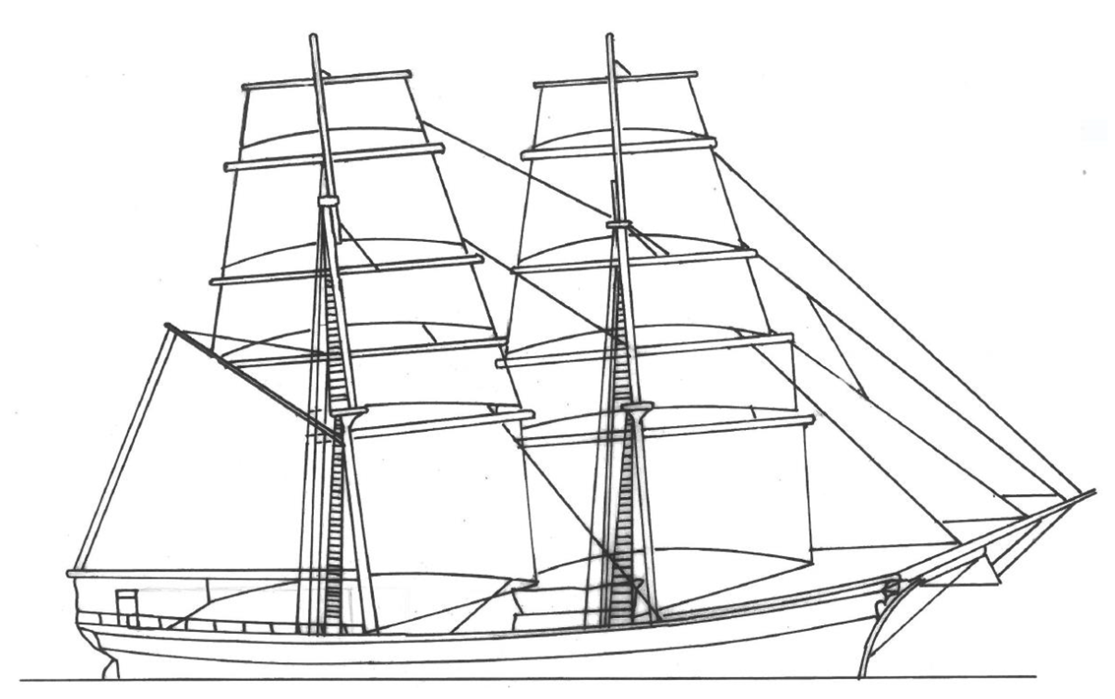 Depiction of the Cervantes Rigged as a Brig