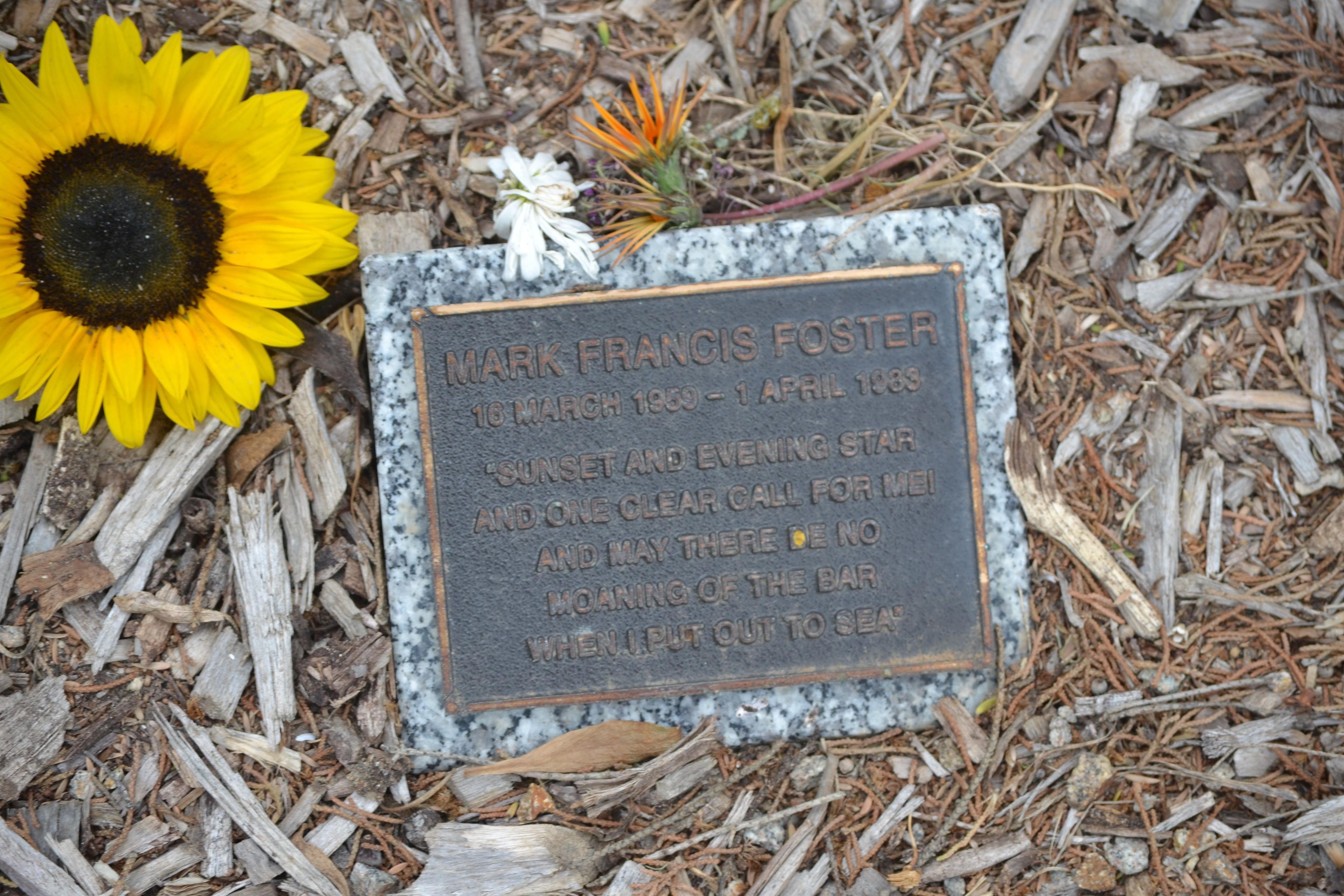 Mark's Memorial Plaque in Victoria