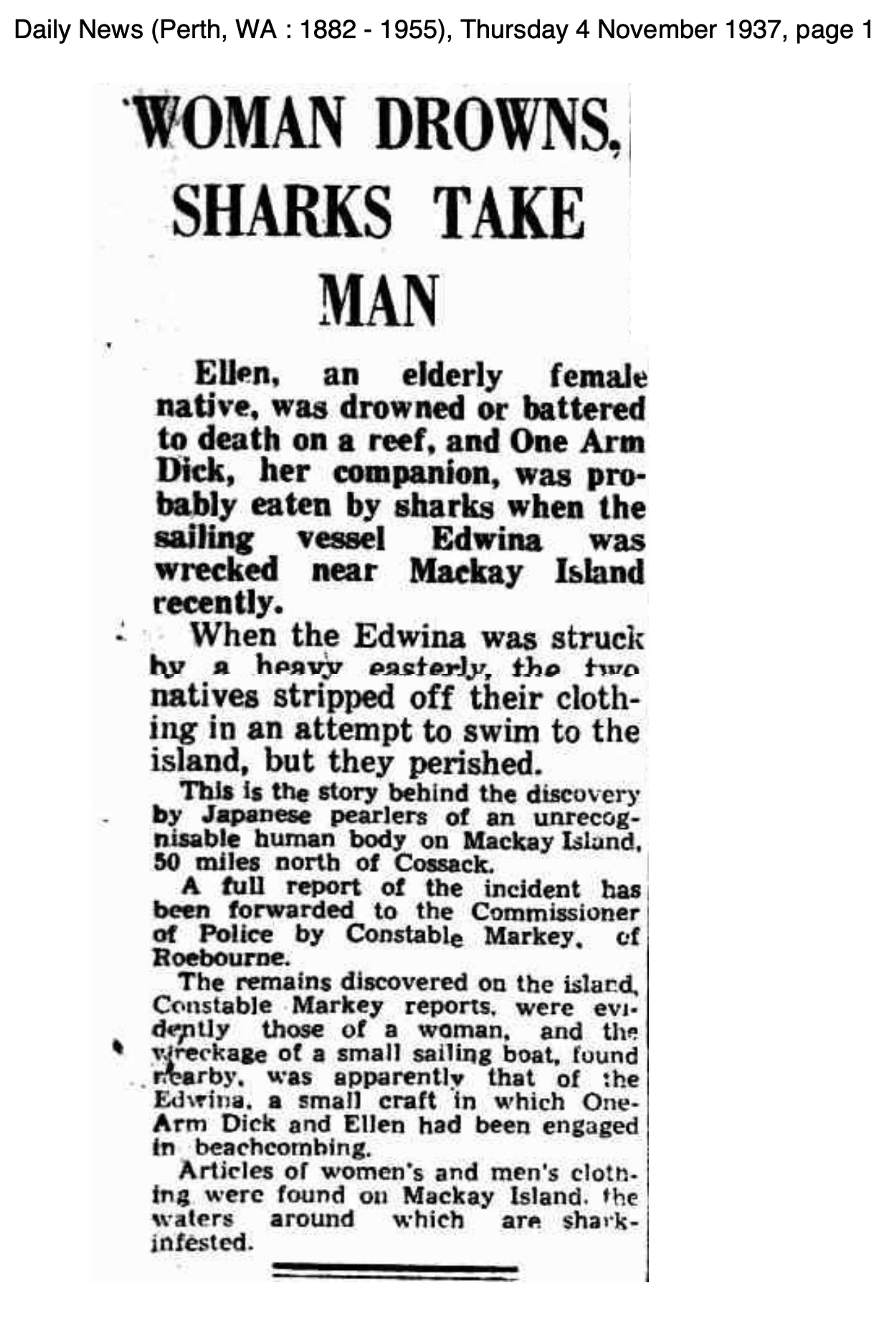 The Daily News, Thursday 4 November 1937