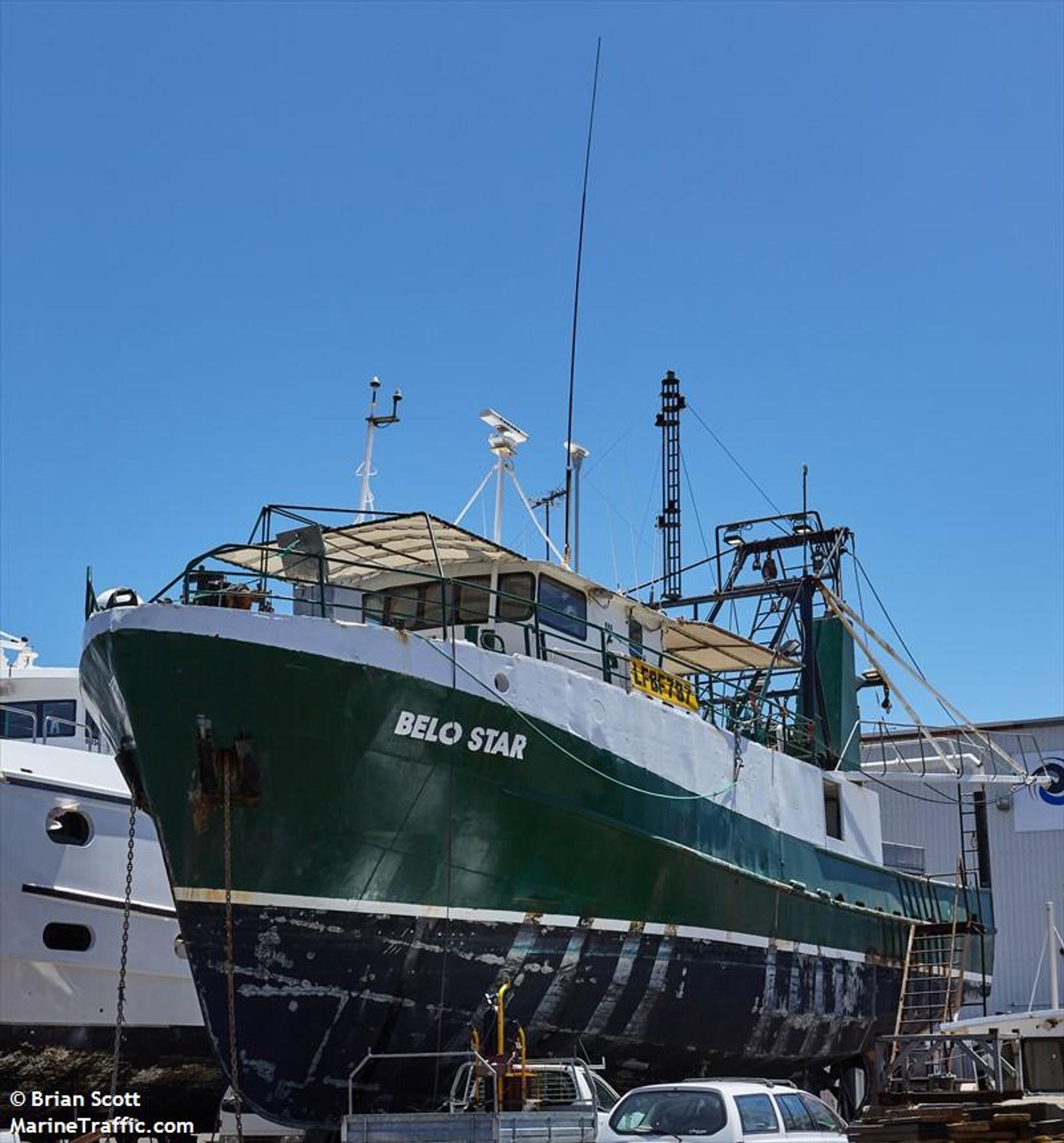 Belo Star out of water on on the hard stand