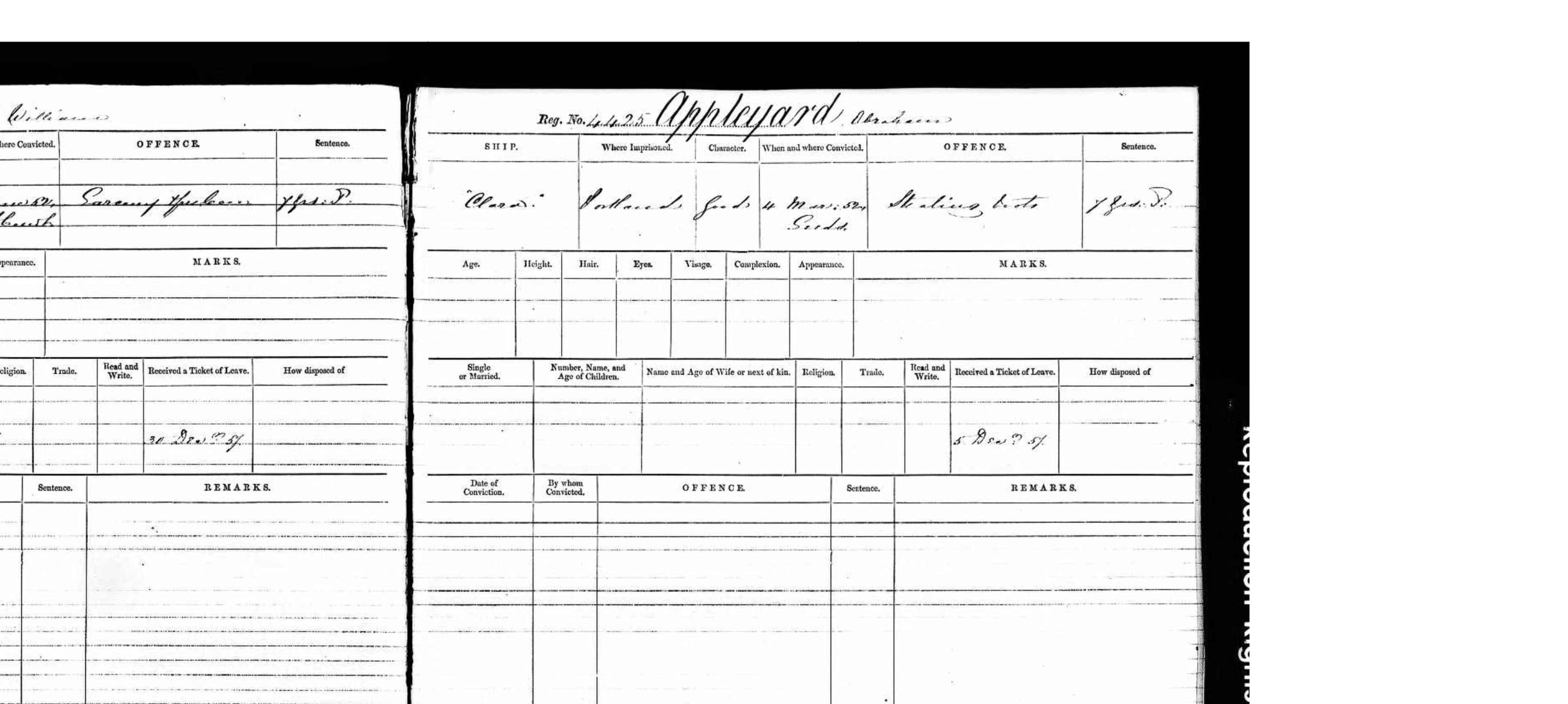 Appleyard's ticket of leave