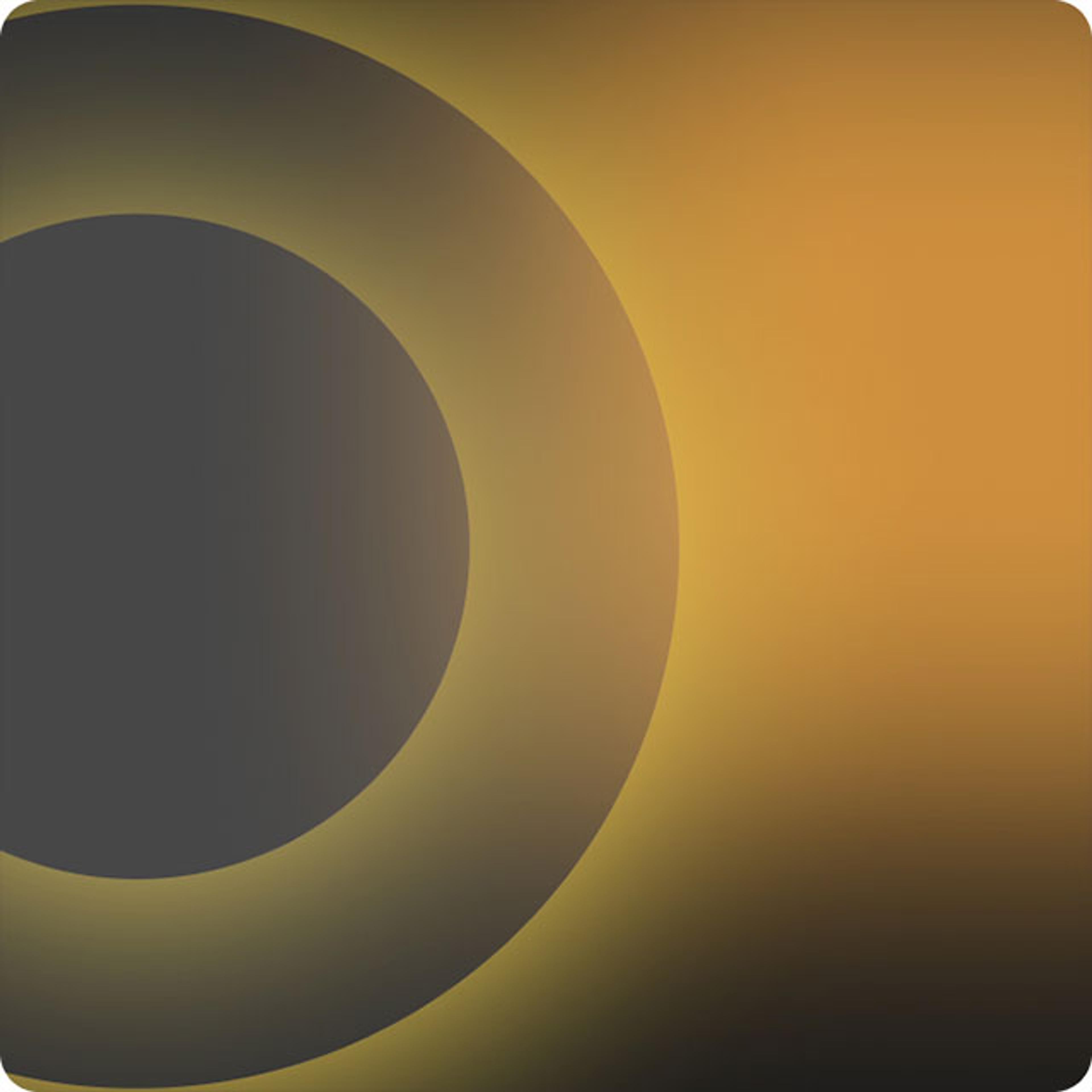 Abstraktes grafisches Design mit konzentrischen Kreisen in Gelb- und Grautönen