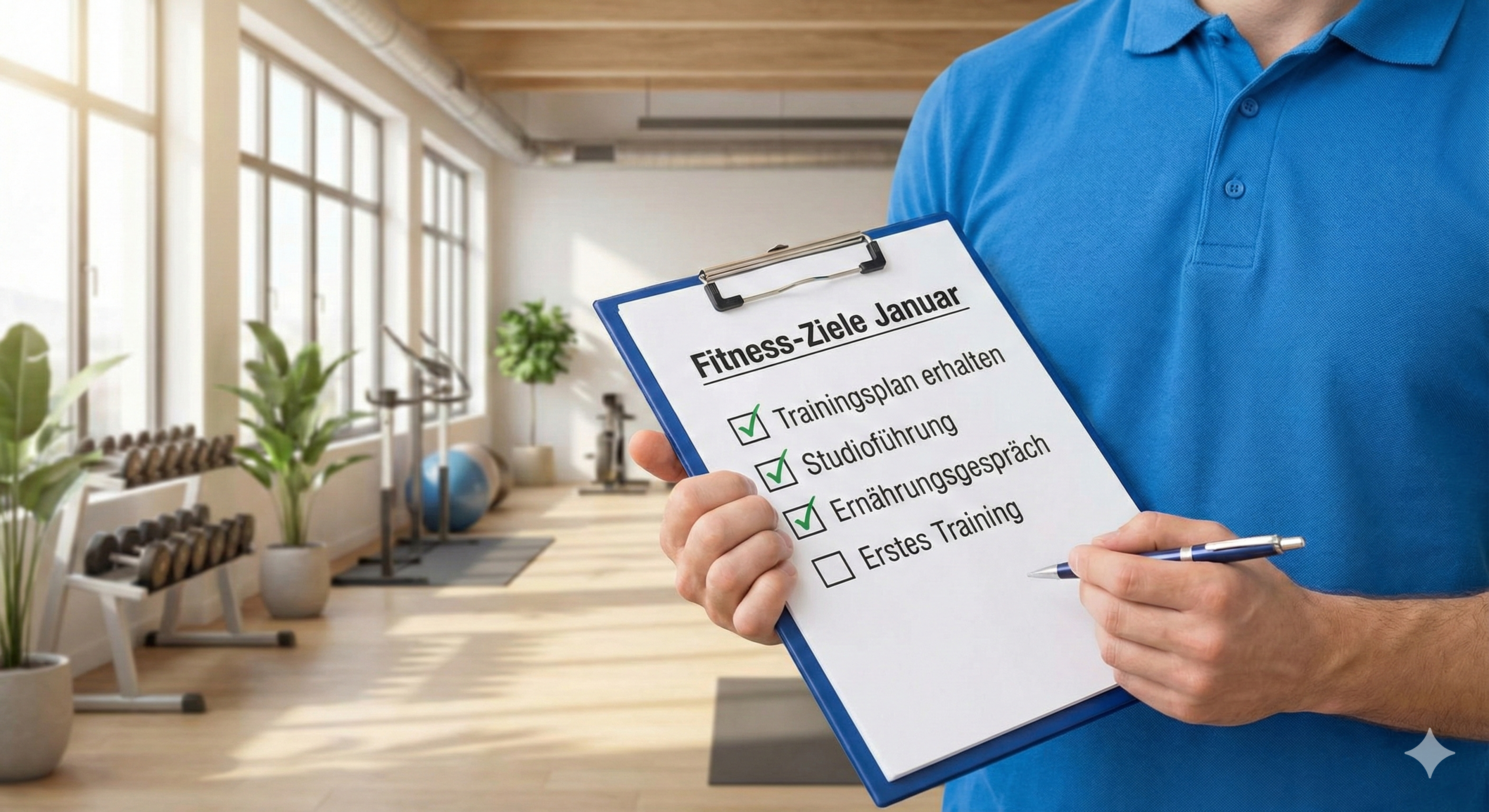 Checkliste in der Hand einer Person, im Hintergrund ein freundliches, aufgeräumtes Studio