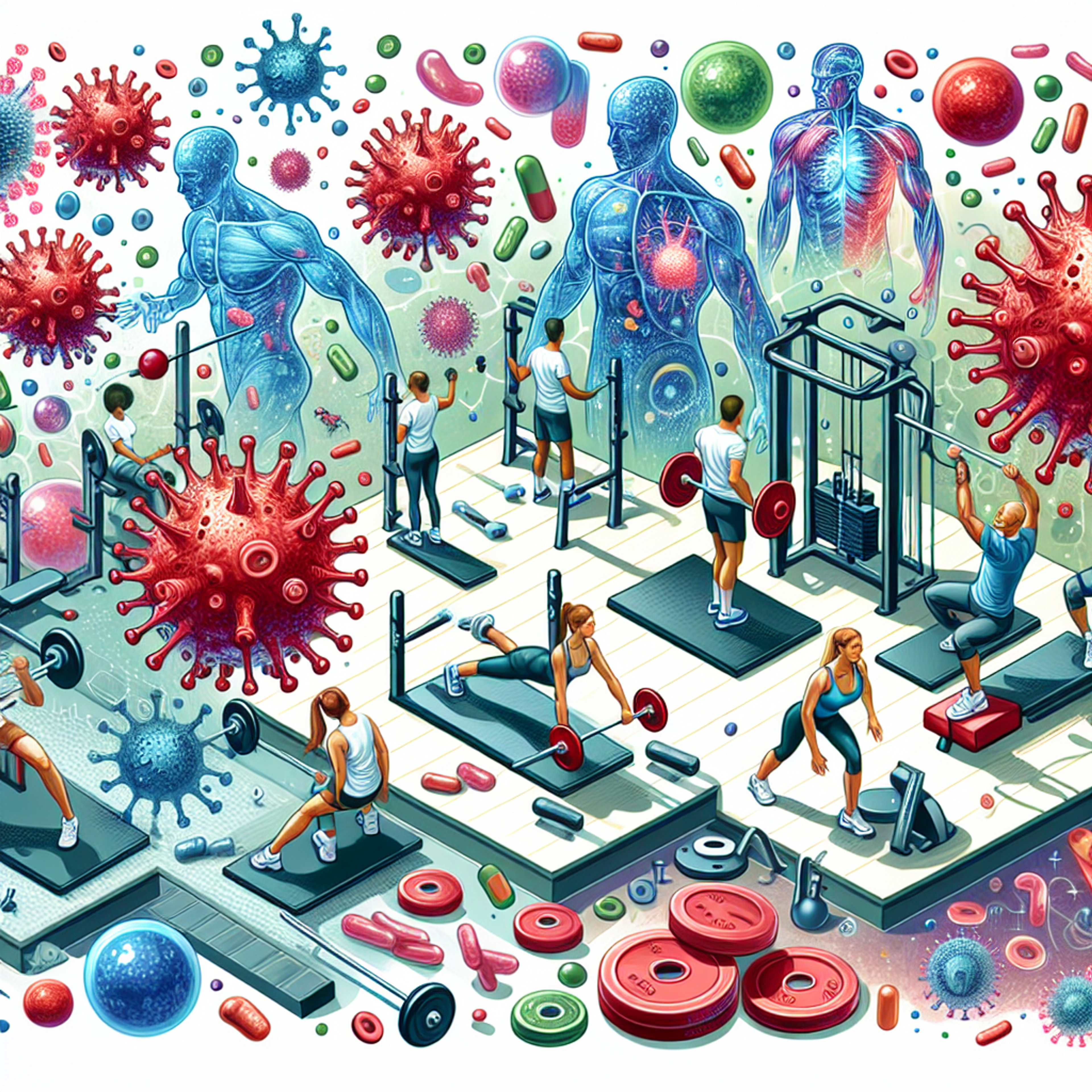 Eine junge Frau hält gelbe TRX-Bänder vor einer dunklen Wand mit dem Schriftzug „Warum Bewegung Ihre Abwehrkräfte stärkt“