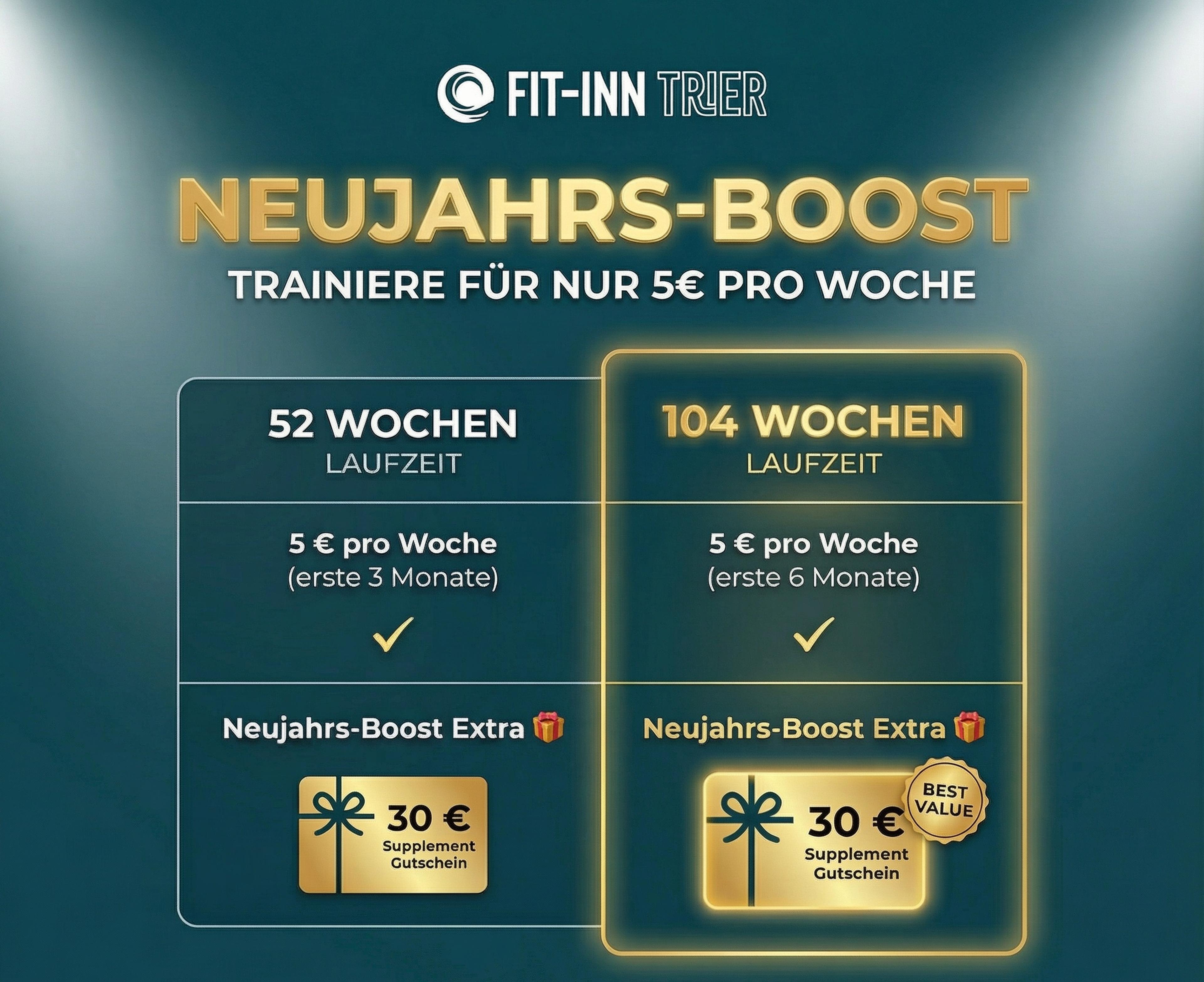 Eine athletische Frau in schwarzer Sportkleidung springt vor einem weißen Spiralmotiv; darüber große Schriftzüge mit dem Text ‚BLACK WEEK Deal‘ und dem Hinweis ‚50% Rabatt & Ernährungsplan on top*‘.