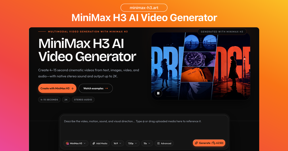 image of MiniMax H3 AI Video Generator image of MiniMax H3 AI Video Generator