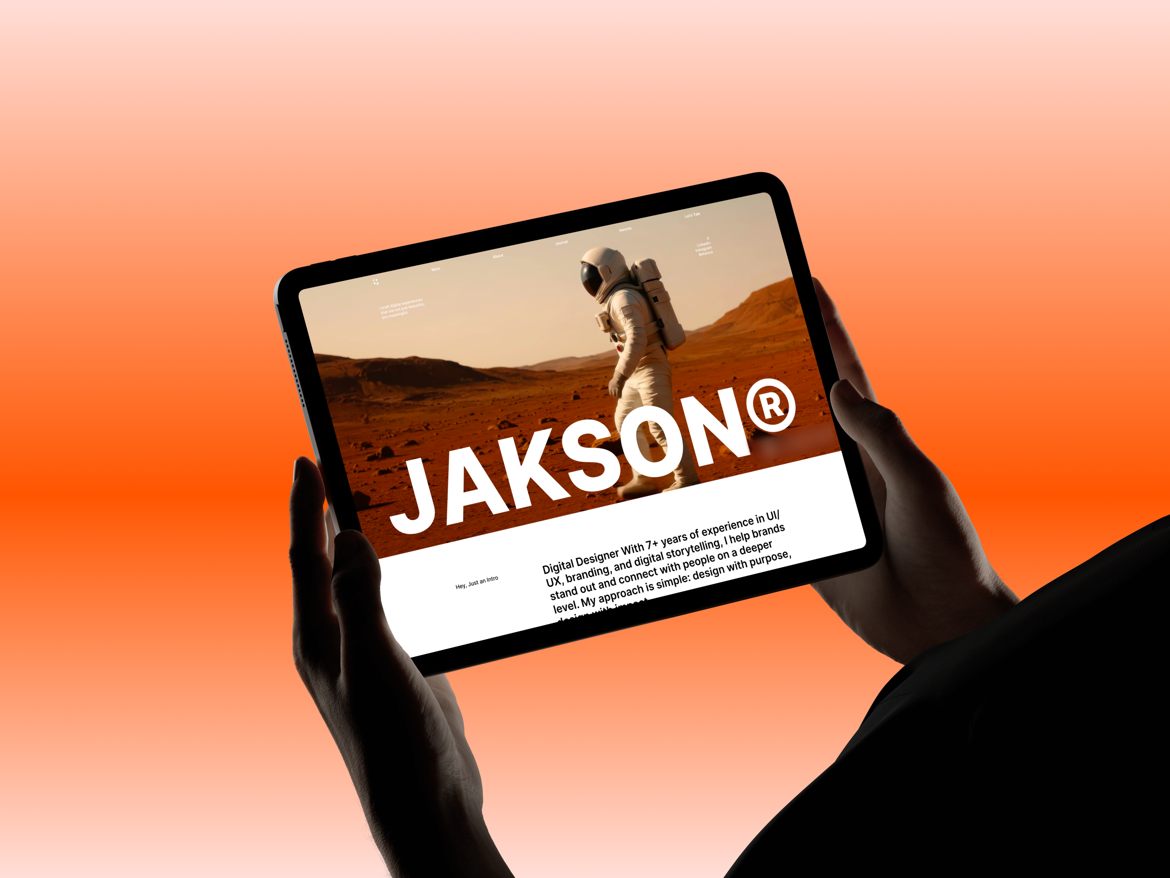 Tablet showing a website design