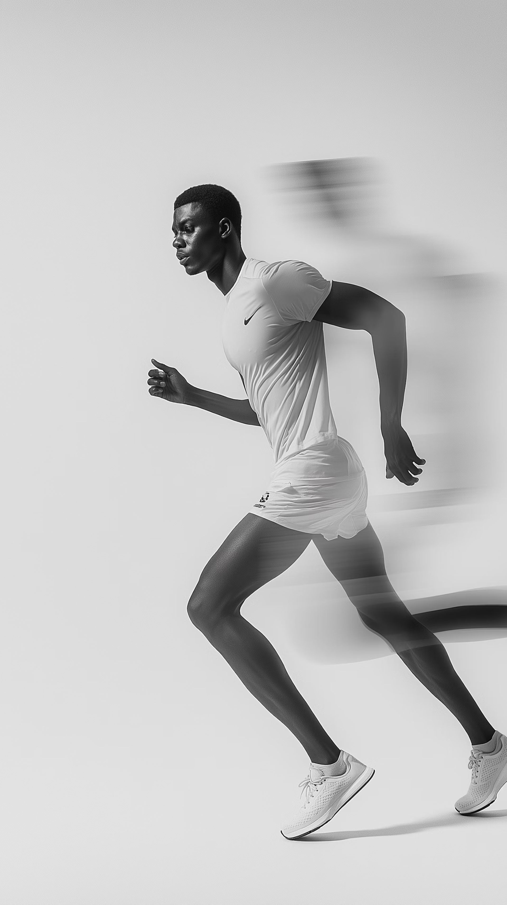 Black and white photo of a sprinter