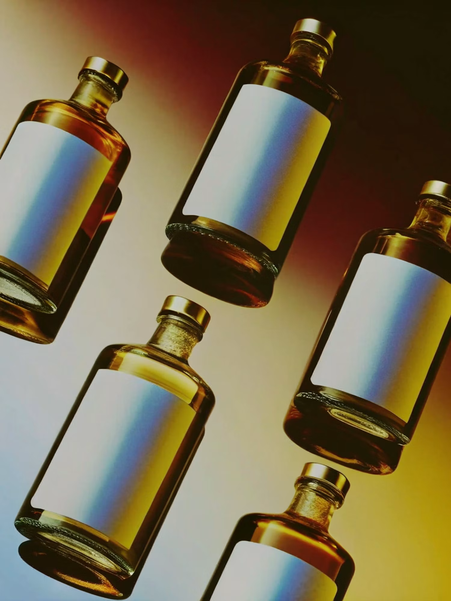 Rows of amber glass bottles