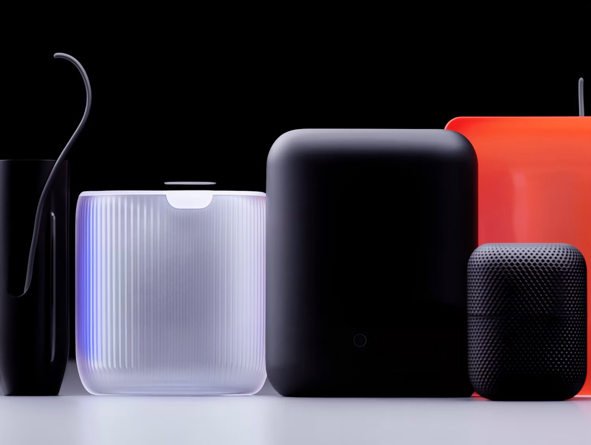 Speakers in black, white and red