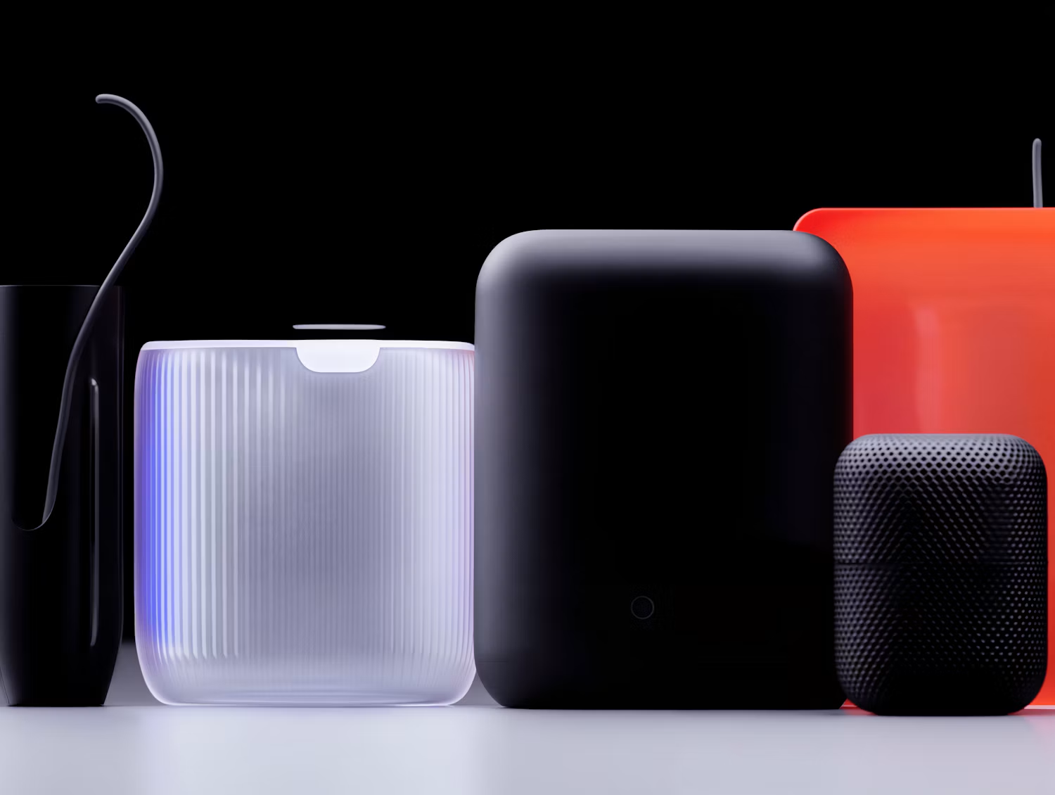 Speakers in black, white and red