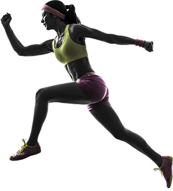 Picture of woman running on white background.