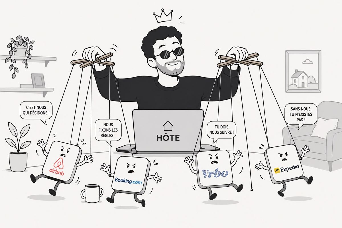 Hôte de location courte durée gérant ses tarifs sur plusieurs plateformes de réservation comme Airbnb et Booking.com afin d’optimiser ses revenus et son taux d’occupation.