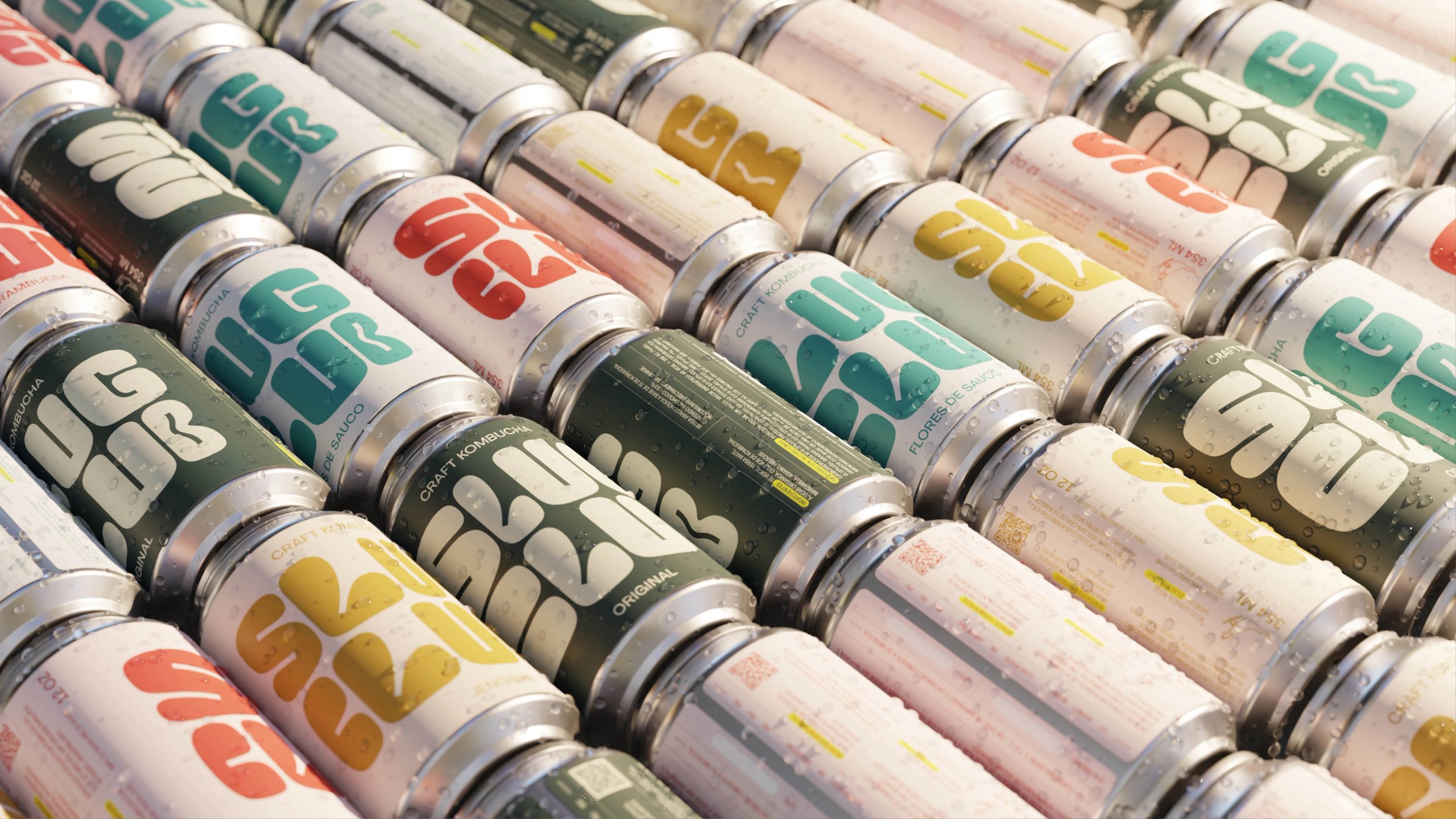Lineup of 3D rendered cans