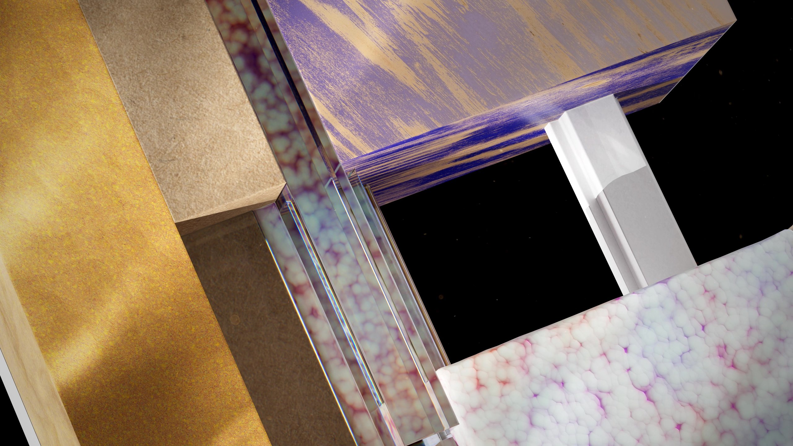 Close up of fragments combining to form Dieline trophy