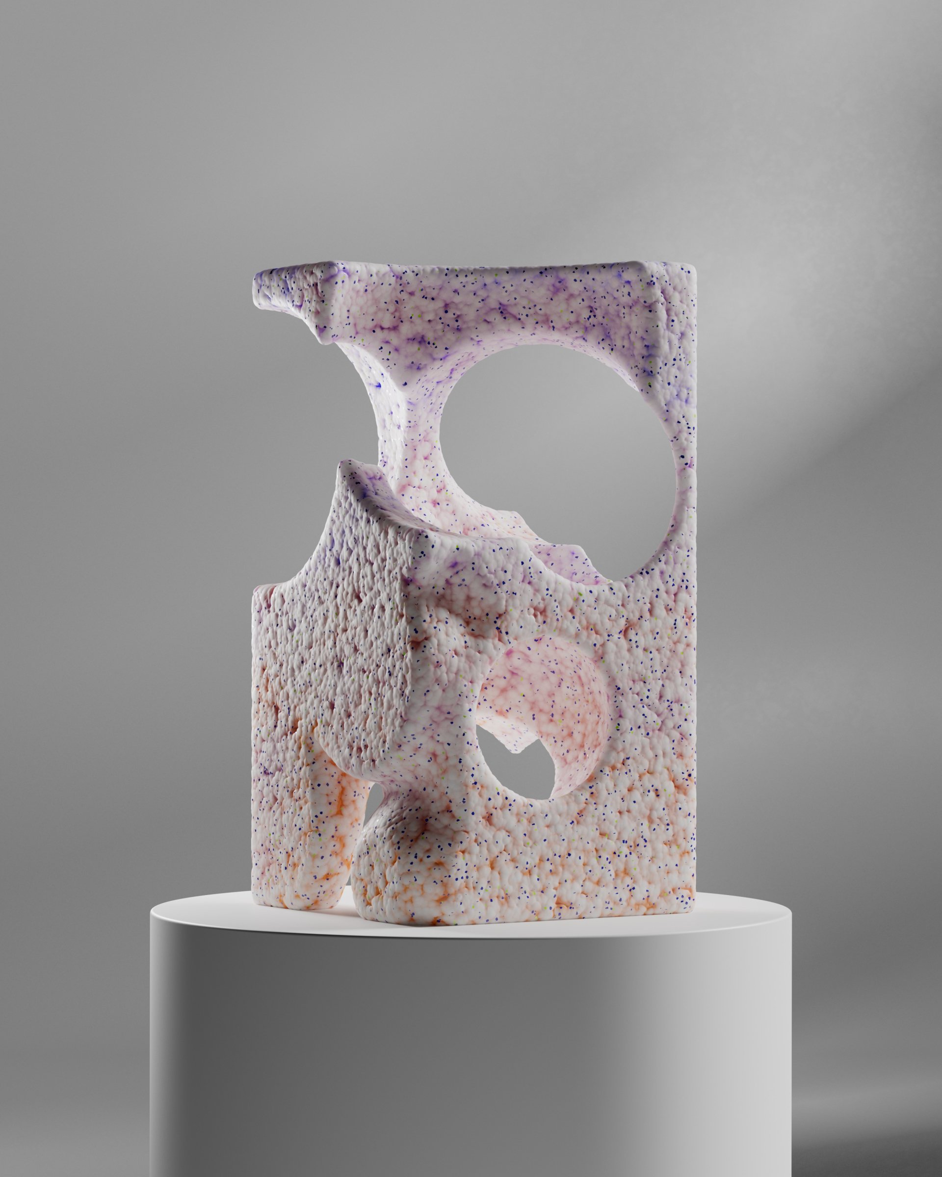 Foam sculpture in light room