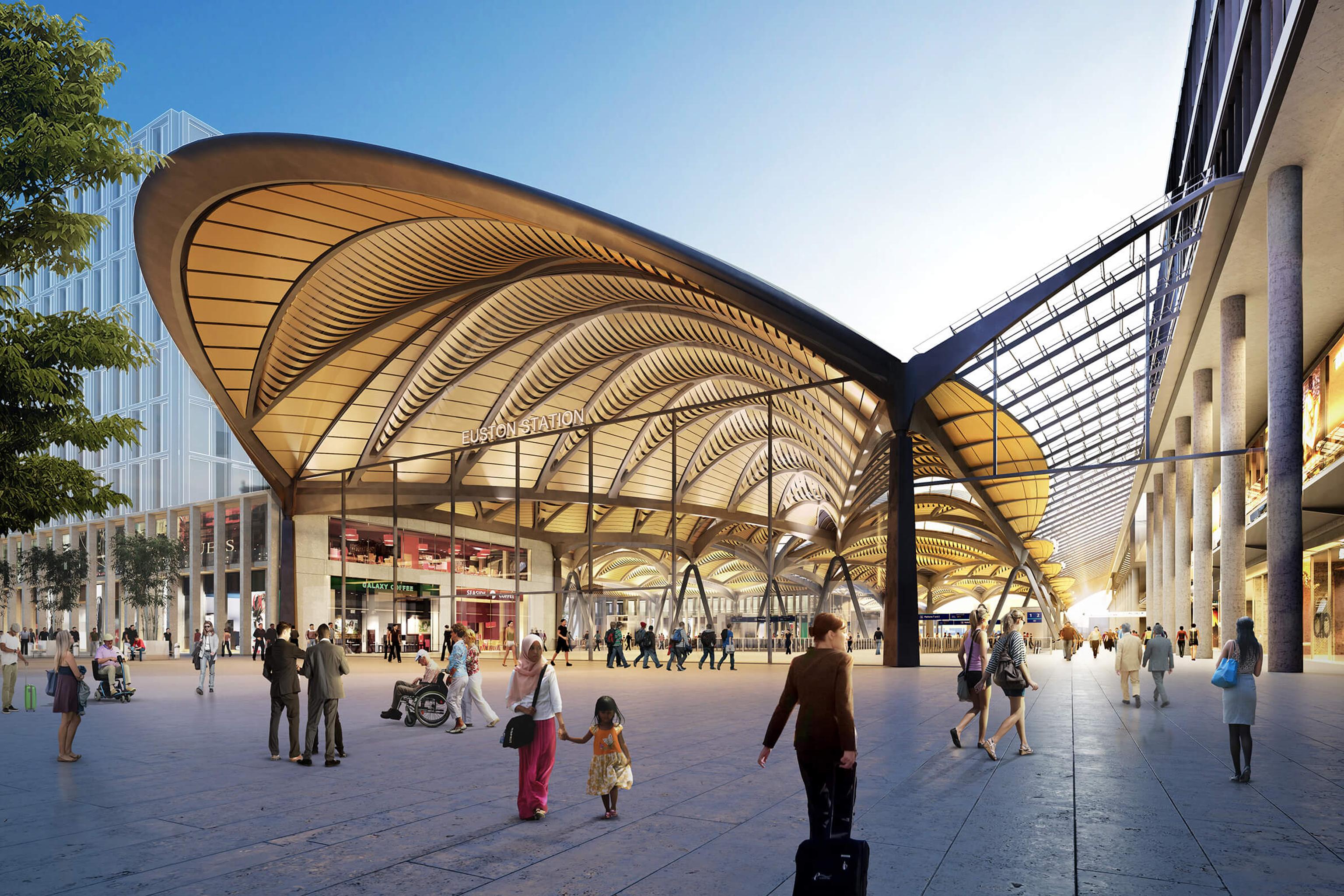 an artist 's impression of the new train station .
