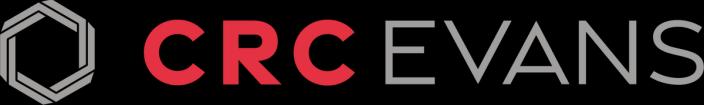CRC EVANS logo with a gray hexagonal emblem, red "CRC", and gray "EVANS" text.