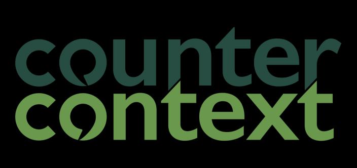 Logo for "counter context" with "counter" in dark green and "context" in light green. Both 'c's are speech bubbles.