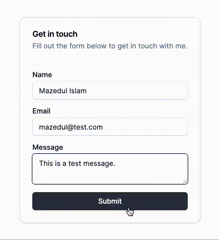 The submit button showing a spinner while the form is submitting