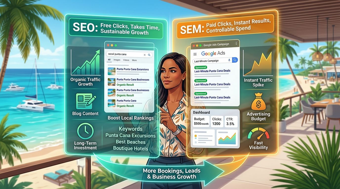 La Diferencia Entre SEO y SEM: ¿Cuál Necesita Realmente un Negocio de Punta Cana?