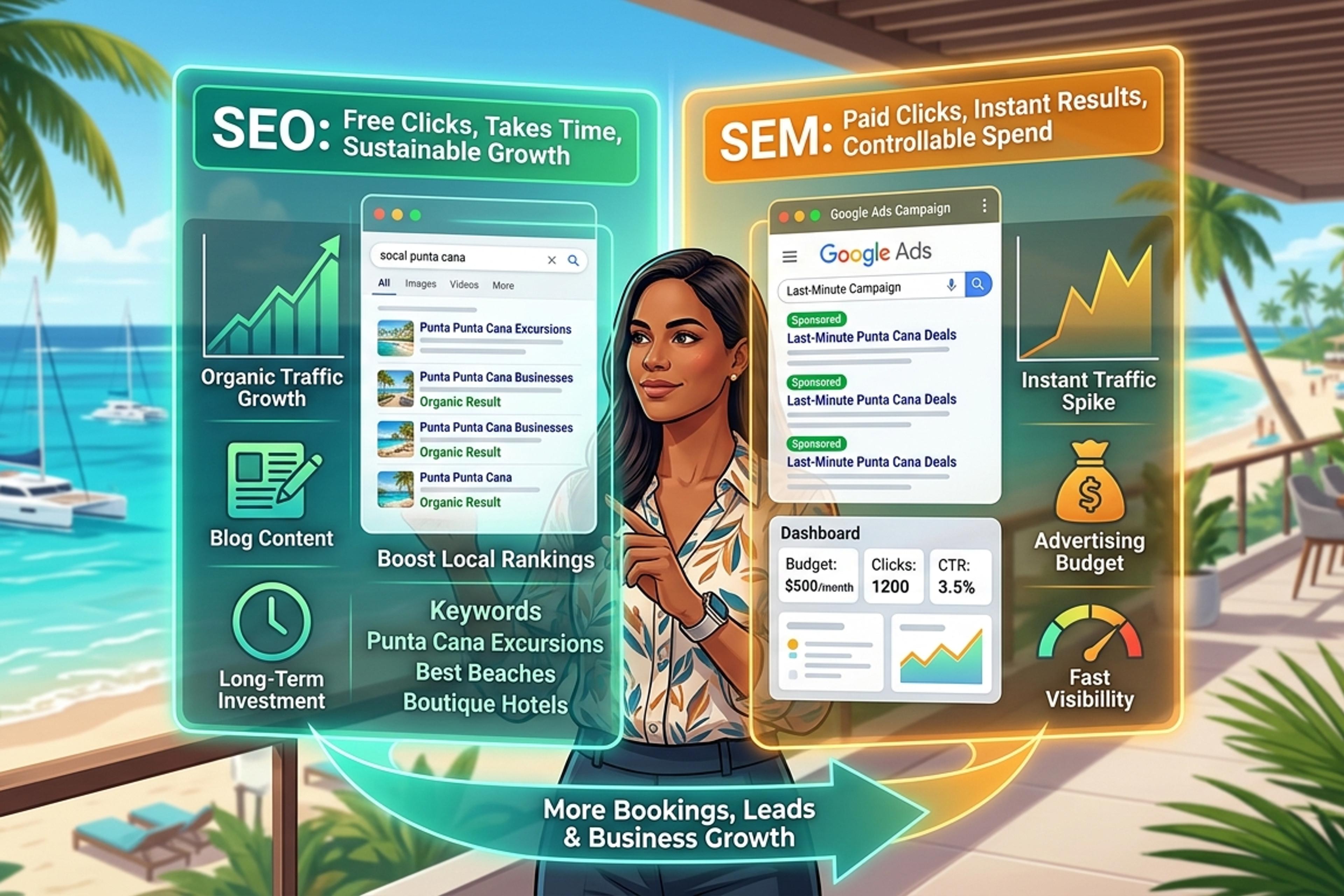 La Diferencia Entre SEO y SEM: ¿Cuál Necesita Realmente un Negocio de Punta Cana?