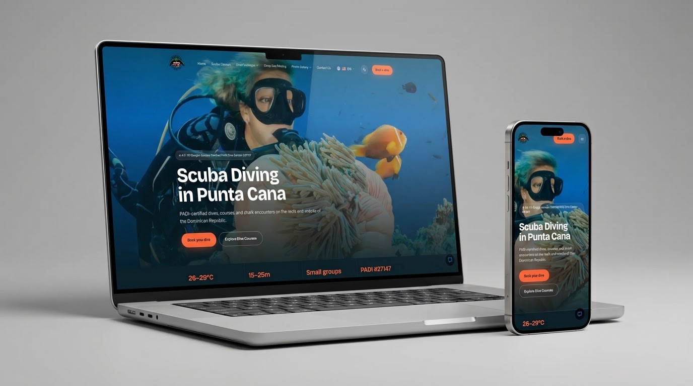Sitio web de buceo con pagos en línea