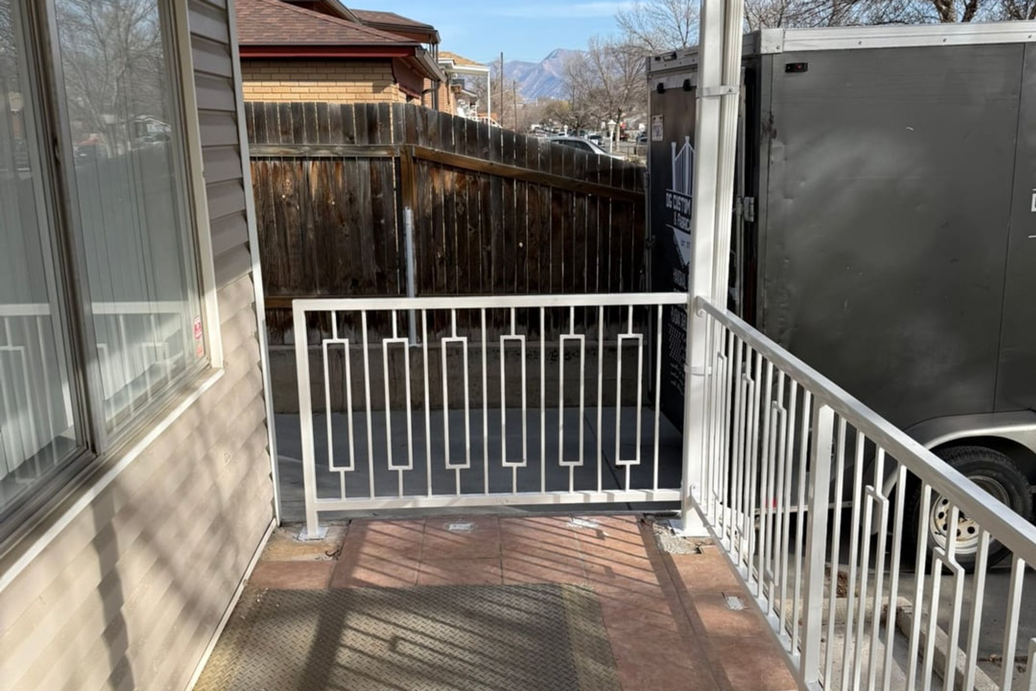 Front porch old handrail replaced with new modern design