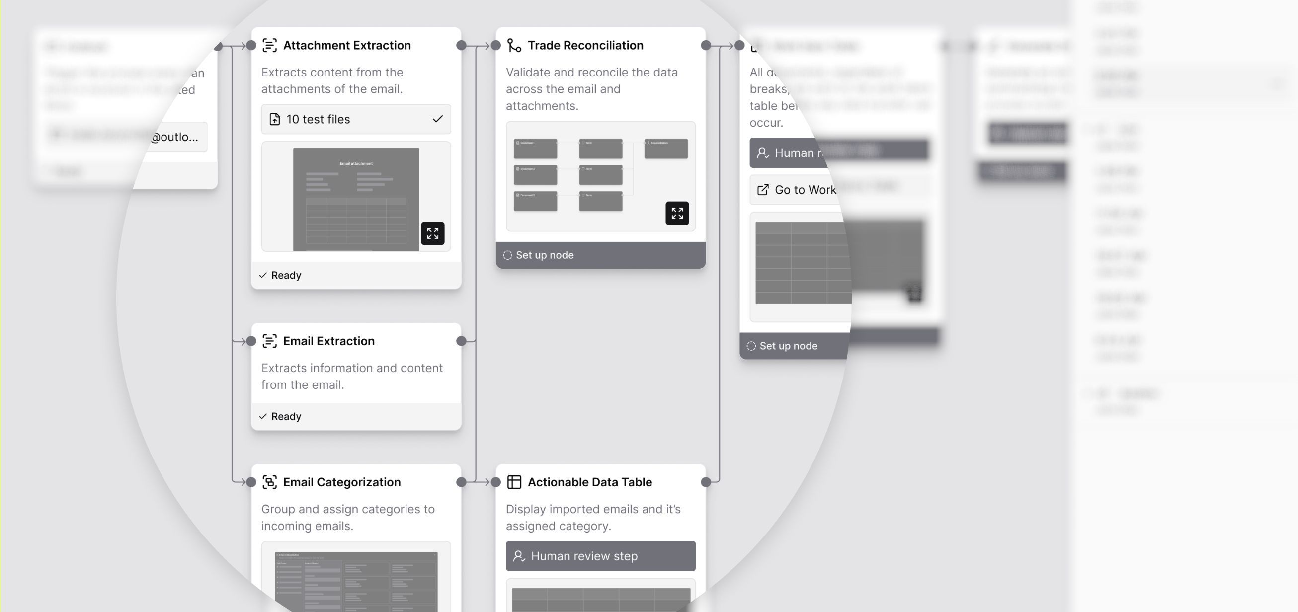 Greyscale UI of an agentic workflow