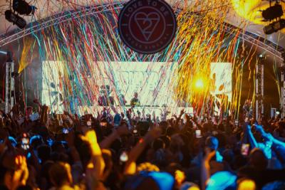 Love To Be confetti cannon climax with the LTOB emblem on stage