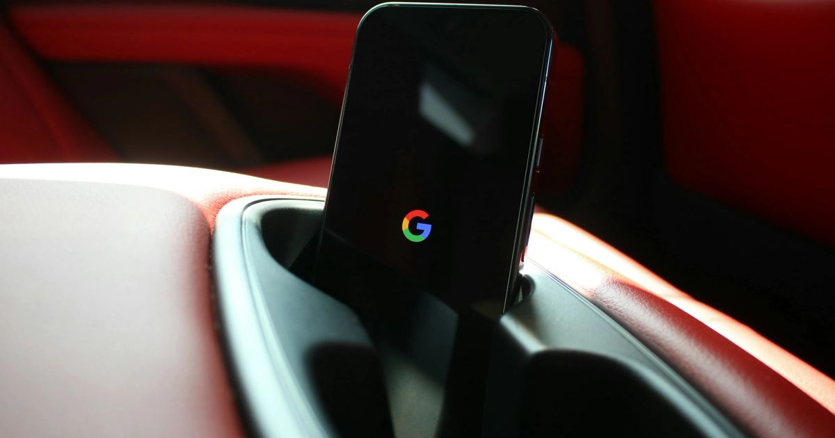 iPhone mounted in a car phone holder