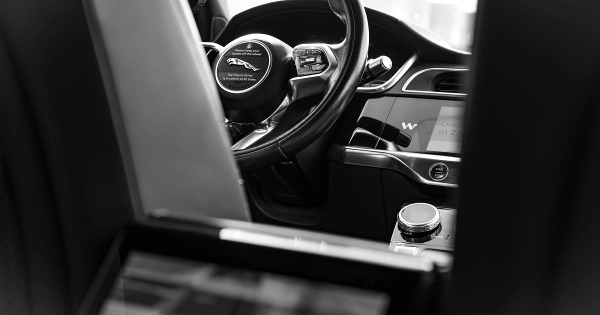 Modern car cockpit with a central touchscreen