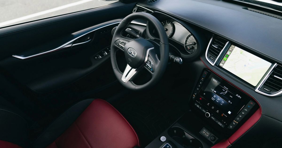 Modern car interior with a central navigation screen